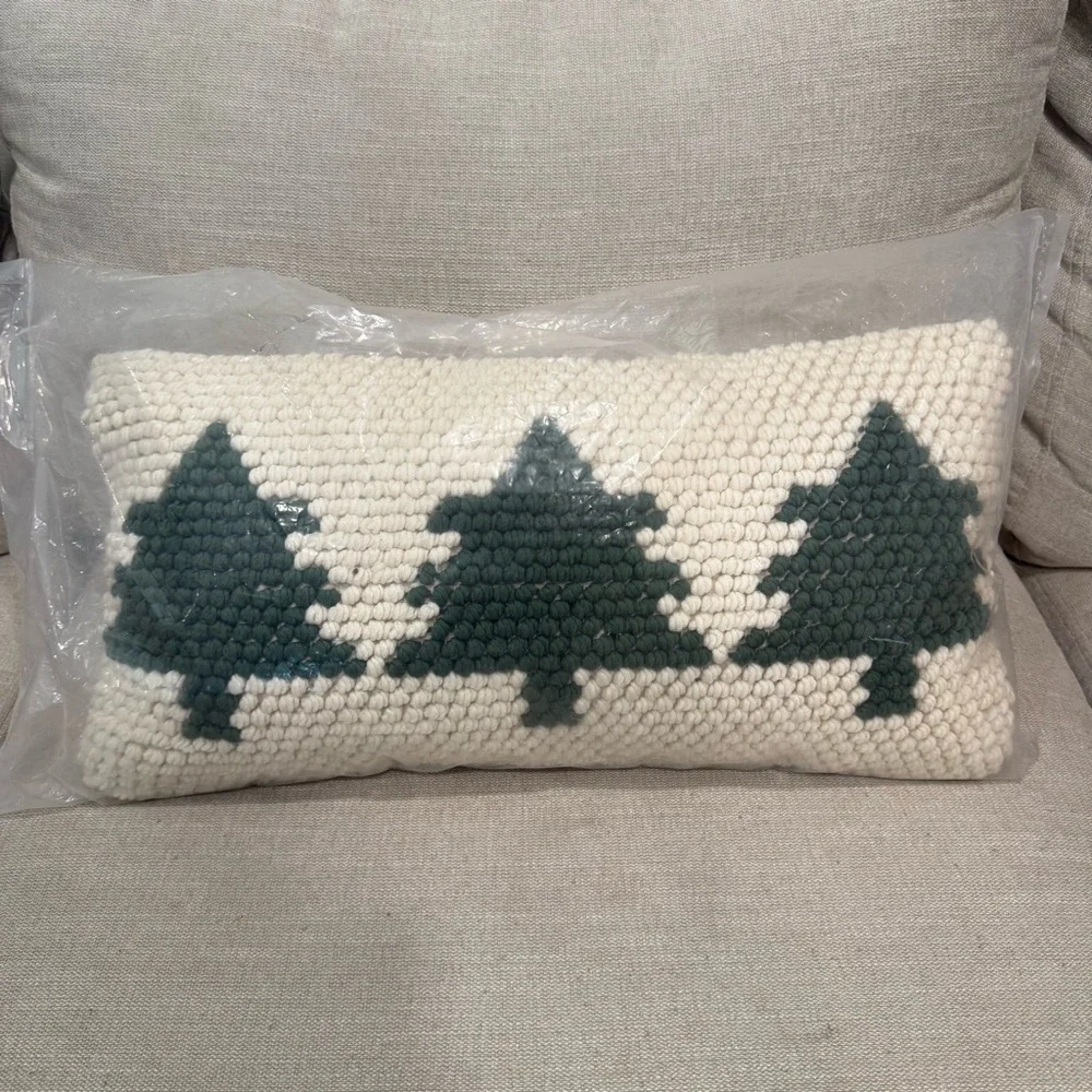 Mina Victory Home For The Holidays 3 Christmas Tree Throw Pillow 12 in x 24 in